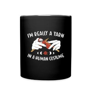 Je suis vraiment un fil dans un tricot de costum humain - Mug uni - noir - Devant