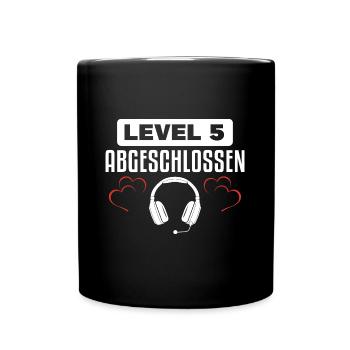 Hölzerne Hochzeit 5. Hochzeitstag Geschenkidee - Tasse einfarbig - Schwarz - Vorne