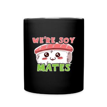 Kawaii Japanese Food Salmon Salmon Sushi Roll - Mug uni - noir - Devant