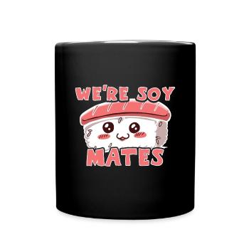 Kawaii Japanese Food Salmon Salmon Sushi Roll - Mug uni - noir - Devant