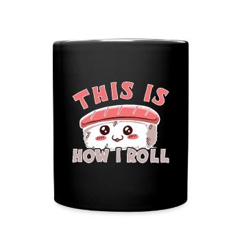 Kawaii Japanese Food Salmon Salmon Sushi Roll - Full Colour Mug - black - Front