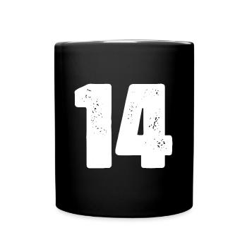 14 Zahl Trikot - Tasse einfarbig - Schwarz - Vorne
