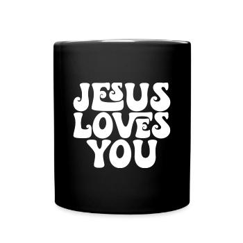 Jésus t’aime - Jesus liebt dich - Chrétien - Mug uni - noir - Devant