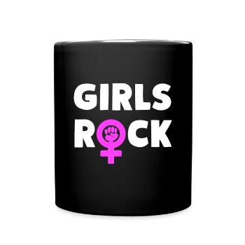 Girls Rock Girl Power - Full Colour Mug - black - Front