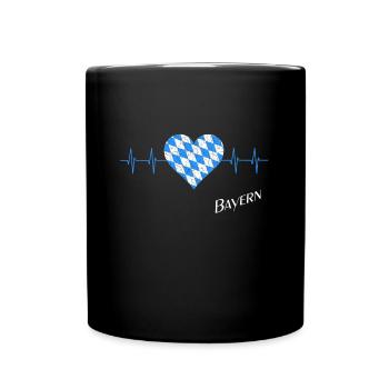 Bayern, Herzschlag, i love bavaria - Tasse einfarbig - Schwarz - Vorne