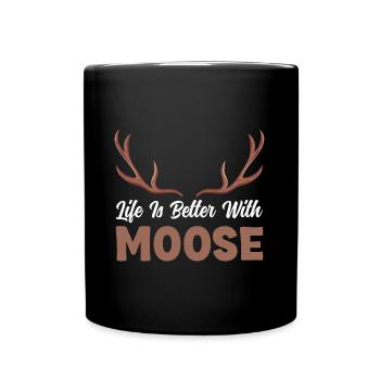 Mit Elch ist das Leben besser! Lustig Elch Spruch - Tasse einfarbig - Schwarz - Vorne