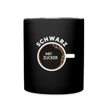schwarzer Kaffee Kaffeetasse Kaffeetrinker - Tasse einfarbig - Schwarz - Vorne