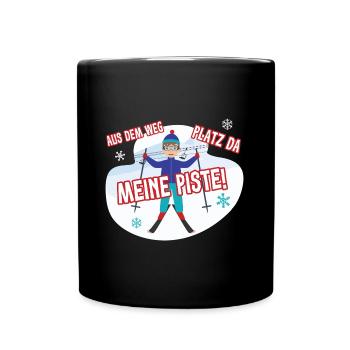 Ski Alpin Skifahren Skifahrer Skisport Meine Piste - Tasse einfarbig - Schwarz - Vorne