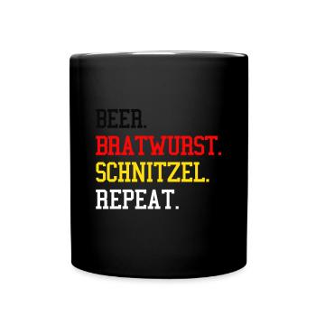 Bière-Bratwurst-Schnitzel Répéter les grillades allemandes - Mug uni - noir - Devant