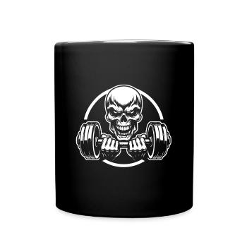 No Limit hartes Workout Skull mit Hantel - Tasse einfarbig - Schwarz - Vorne