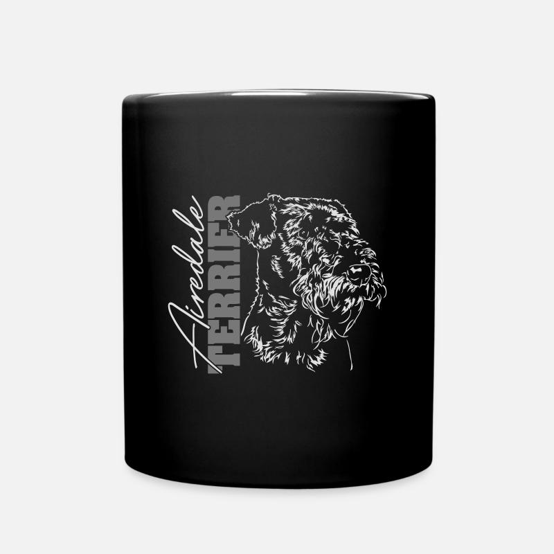 AIREDALE TERRIER Portrait Wilsigns - Tasse einfarbig - Schwarz