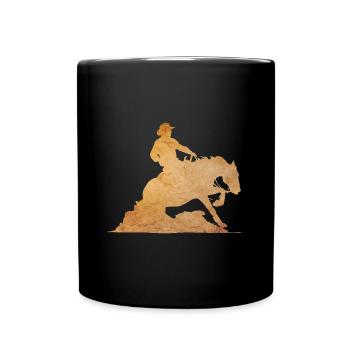 Sliding Stop Westernreiten Reining Geschenk - Tasse einfarbig - Schwarz - Vorne