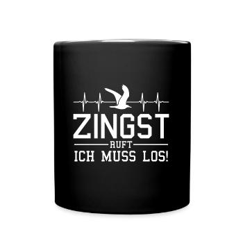 Zingst ruft Herzschlag Ostsee Möwe - Tasse einfarbig - Schwarz - Vorne