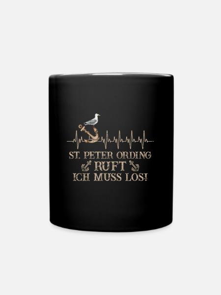 St. Peter-Ording ruft Herzschlag Nordfriesland - Tasse einfarbig - Schwarz