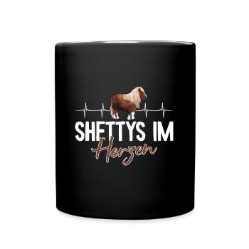 Shetty im Herzen Herzschlag Shetland Pony - Tasse einfarbig - Schwarz - Vorne