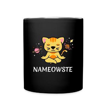 zen yoga cat space meditation sport training - Full Colour Mug - black - Front