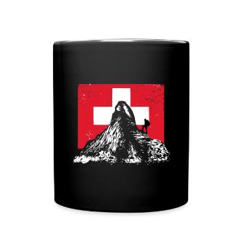 Wandern - Berge - Schweiz - Tasse einfarbig - Schwarz - Vorne