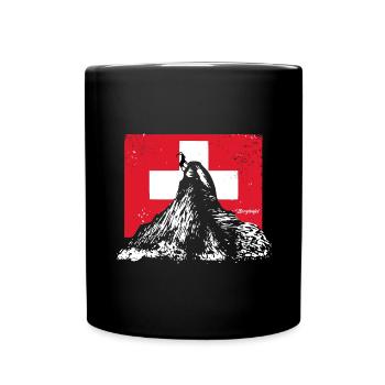 Bergteufel - Schweiz - Berge - Steinbock - Tasse einfarbig - Schwarz - Vorne