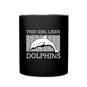 Mädchen mag Delfine Niedliches Delphin-Meerestier - Tasse einfarbig - Schwarz - Vorne