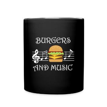 Hobby Chef Hamburger Eating Music Musician - Full Colour Mug - black - Front