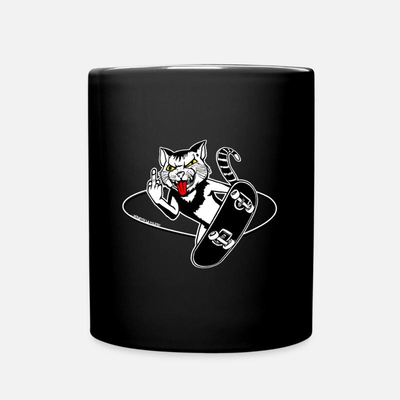 Skate Flip Cat - Full Colour Mug - black