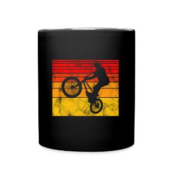 BMX Rad Fahrrad Retro Geschenk Bicycle Motocross - Tasse einfarbig - Schwarz - Vorne