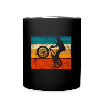 BMX Rad Fahrrad Retro Geschenk Bicycle Motocross - Tasse einfarbig - Schwarz - Vorne
