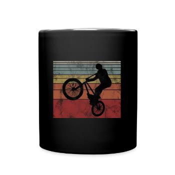 BMX Rad Fahrrad Retro Geschenk Bicycle Motocross - Tasse einfarbig - Schwarz - Vorne