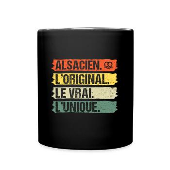 Alsacien l' original humour Alsace cadeau vintage - Mug uni - noir - Devant