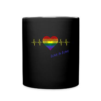 LGBTQ, Pride, Love is Love - Tasse einfarbig - Schwarz - Vorne