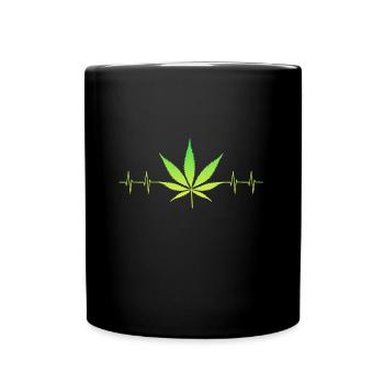 Kiffen Kiffer Herzschlag Joint Weed Marihuana - Tasse einfarbig - Schwarz - Vorne