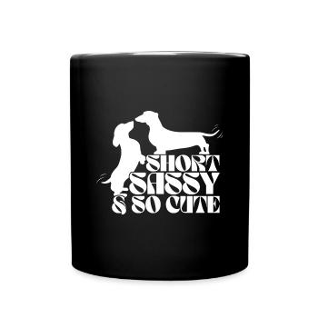 Dackel Hund Teckel Hund Rasse Dachshund - Tasse einfarbig - Schwarz - Vorne