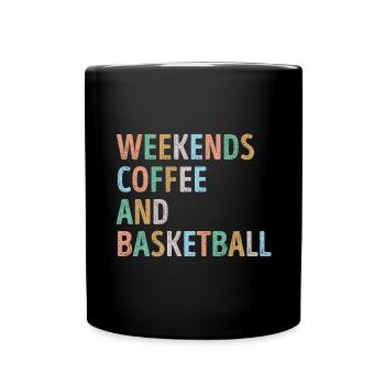 Wochenenden Kaffee und Basketball Mama - Tasse einfarbig - Schwarz - Vorne