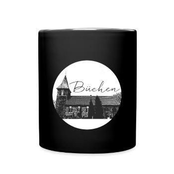Büchen,skyline, kreis, stadt, schwarz-weiß - Tasse einfarbig - Schwarz - Vorne