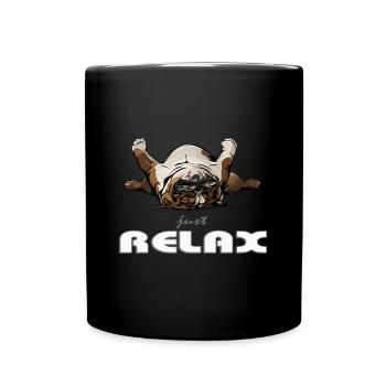 ENGLISH BULLDOG just relax Wilsigns dog bulldog - Full Colour Mug - black - Front