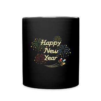 Silvester Rakete - Tasse einfarbig - Schwarz - Vorne