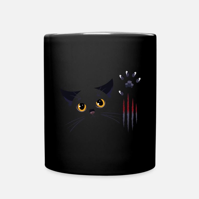 Schwarze Katze - Tasse einfarbig - Schwarz