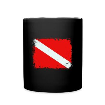 Dive Flag Scuba Diving Underwater Freediving Diver - Tasse einfarbig - Schwarz - Vorne