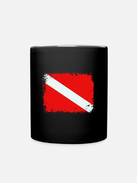 Dive Flag Scuba Diving Underwater Freediving Diver - Tasse einfarbig - Schwarz