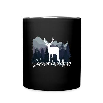 Schwarzwaldbub Hirsch Schwarzwald - Tasse einfarbig - Schwarz - Vorne
