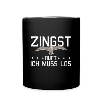 Zingst ruft Anker Ostsee Fischland - Tasse einfarbig - Schwarz - Vorne