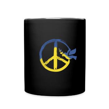 PEACE UKRAINE - Peace logo - Dove of peace - Full Colour Mug - black - Front