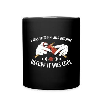 J’étais cousue et bitchin' tricot - Mug uni - noir - Devant