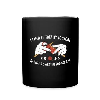 I Knit A Sweater For My Cat Knitting - Full Colour Mug - black - Front