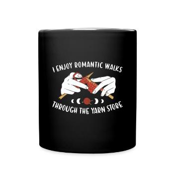 J'apprécie les promenades romantiques dans le magasin de laine - Mug uni - noir - Devant