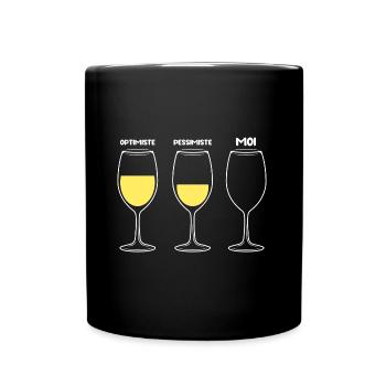optimiste pessimiste moi t-shirt apéro humour - Mug uni - noir - Devant