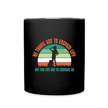 Wandern Wanderung Berg Spazieren Wanderschuhe - Tasse einfarbig - Schwarz - Vorne