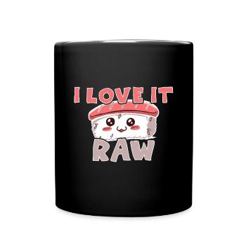 Kawaii Japanese Food Salmon Salmon Sushi Roll - Mug uni - noir - Devant
