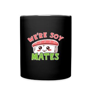 Kawaii Japanese Food Salmon Salmon Sushi Roll - Full Colour Mug - black - Front