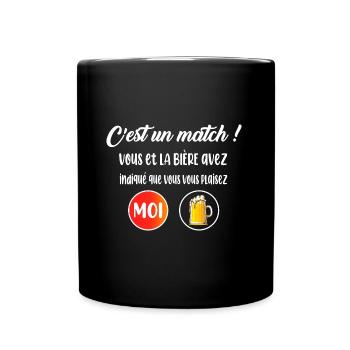C'est un match ! T-shirt bière homme passion - Mug uni - noir - Devant